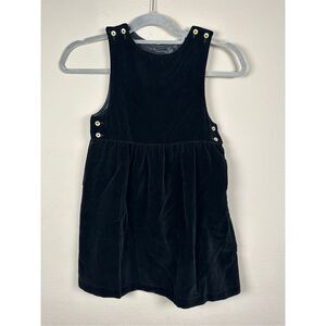 Lands End Vintage Black Velvet kids dress sz M  - MADE IN USA